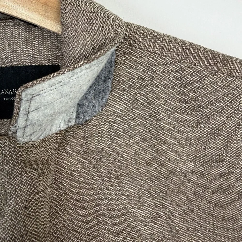 Banana Republic Mens 40L Linen Sportcoat Beige Khaki Tailored Fit Surgeon Cuffs